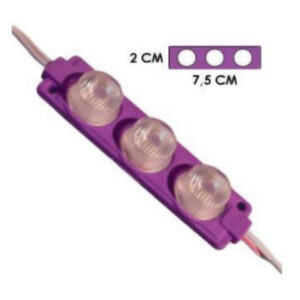 MODULO 3LED CON DIFUSOR 3D MORADO 12V IP-67
