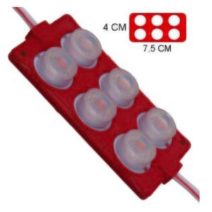 MODULO 6LED (2X3) CON DIFUSOR 3D ROJO 12V IP-67