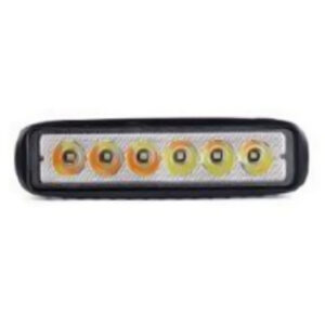 LAMPARA DE TRABAJO RECTANGULAR 6 LEDs 18W DUAL BLANCA Y AMBAR + FLASHEO 12/24V SPOT